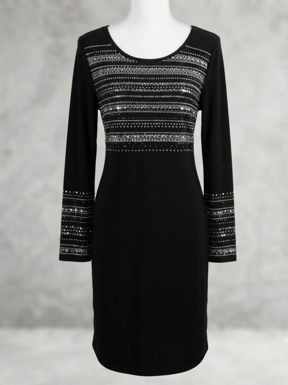 Alfani Black Midi Dress with Jewled and Beaded Embellishments